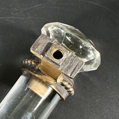 Vintage CLEAR Crystal Glass LARGE CABINET PULL with Brass Finish Base 8.5 inches