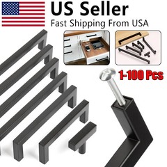 12mm Stainless Steel Cabinet Handles, Matte Black Square Bar Pulls, Anti-Scratch