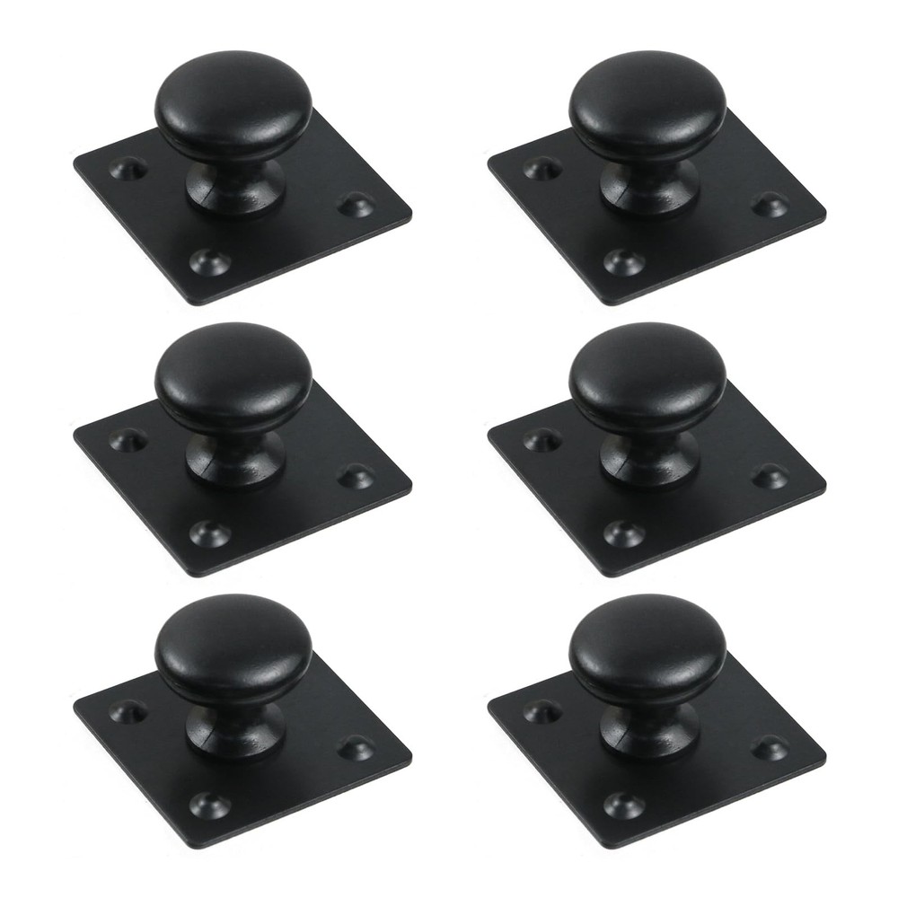 6 PCS 0.96 Inch Matte Black Cabinet Knobs Backplate Drawers Closet Doors