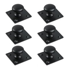 6 PCS 0.96 Inch Matte Black Cabinet Knobs Backplate Drawers Closet Doors