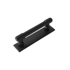 5 Pack 3-inch Black Cabinet Pull, Backplate, 76mm C-C, Zinc, Matte Black