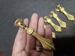 Set of 6 European Antique Gold Drawer Drop Pull Cabinets Small Ornate
