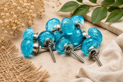 12 Handmade Aqua Blue Bubble Glass Cabinet Knobs Trendy Modern for Dressers knob