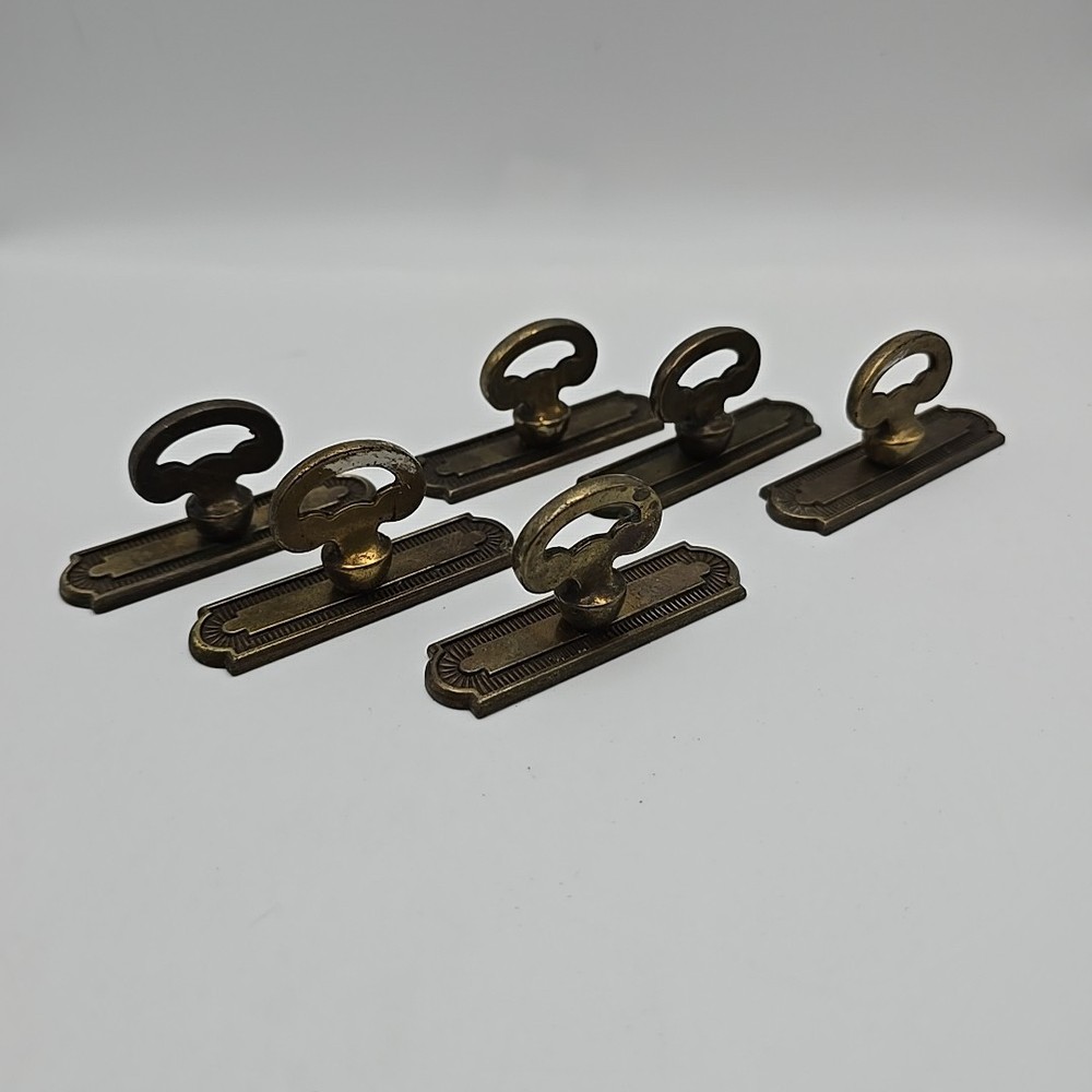 Vintage KBC Keller Brass Co Key w/ Back Plate Brass Door Drawer Pulls – Lot of 6