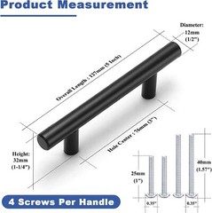 30 Pack 3 Inch Kitchen Cabinet Handles Matte Black Cabinet Pulls Black Drawer