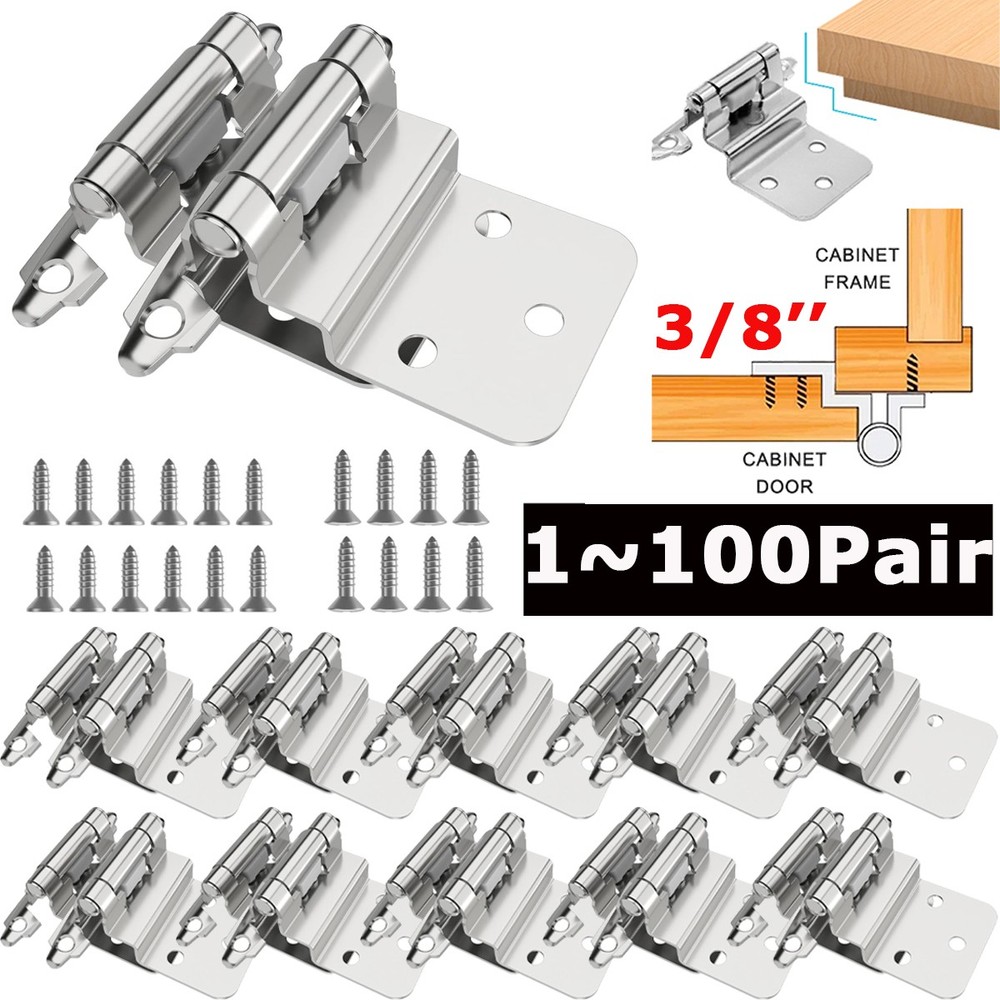 3/8″ Inset Self Closing Face Mount Kitchen Cabinet Hinge Cupboard Door Hinge LOT