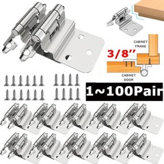 3/8″ Inset Self Closing Face Mount Kitchen Cabinet Hinge Cupboard Door Hinge LOT