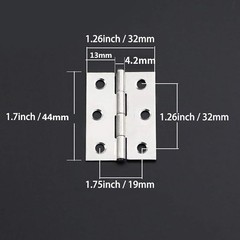 40Pcs 1.7inch Folding Butt Hinges Mini Stainless Steel Hinge for Cabinet Cupboar
