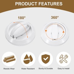 Round Recessed Flush Pull Stainless Steel White with Screwdriver