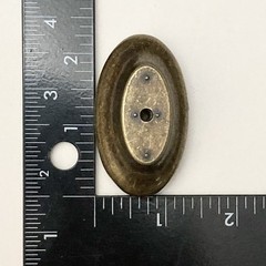 White Ceramic Floral Antique Brass Cabinet Door Drawer Pull Knob 2-1/4″ OVAL