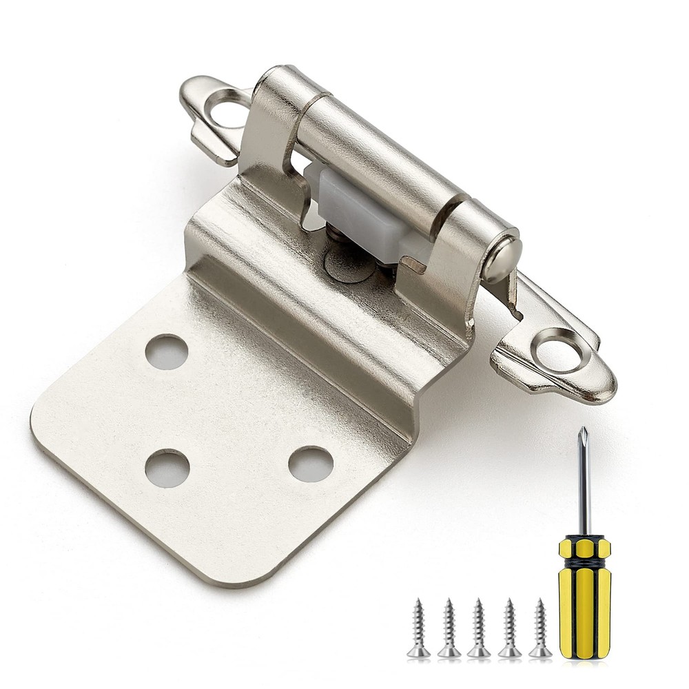20 PCS 3/8 Inch Inset Cabinet Door Hinges Satin Nickel SemiConcealed Bumpers