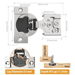 3/8″ Overlay 4D Soft Close Concealed Hinges for Face 3/8 inch Overlay 30 Pack