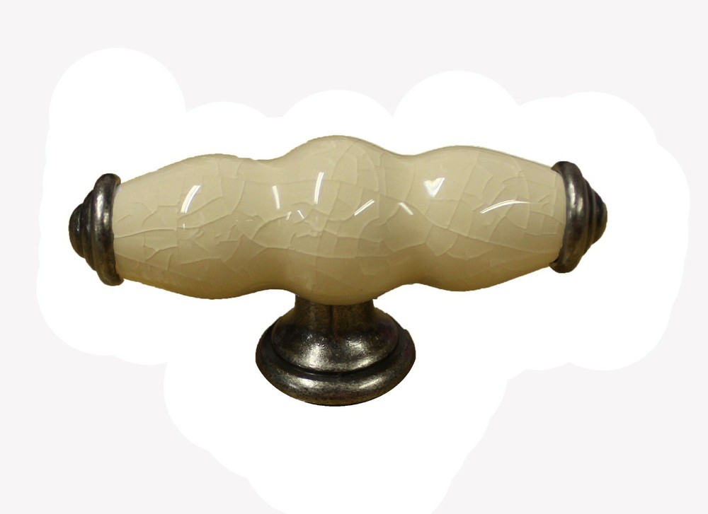 Cream Crackle Porcelain Oxford T Handle Multiple Finishes 90mm
