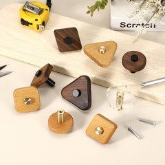 6 Pcs Triangular Wood Cabinet Knobs, 2.2″ Wooden Drawer Knobs, Black Wood Color