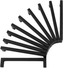 Solid Square Bar Cabinet Handle – Black Furniture Pull, 5 Inch/128Mm Screwhole D