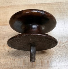 Large Antique Walnut Dresser Drawer Cabinet Knob Pull, Lathe Turned
