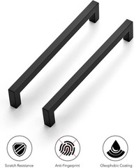 Ravinte 18 Pack 8 Inch Square Cabinet Handles – Matte Black for Kitchen Drawer