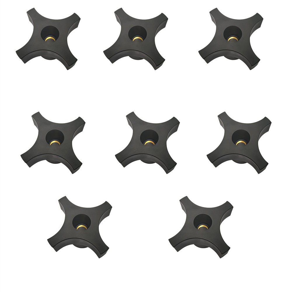 4 Point Knobs 1/4-20 2 Inch Black Plastic Knob Diameter Brass Insert 8 PCS