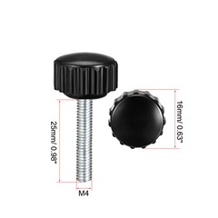 10 X M4 x 25mm Male Thread Knurled Clamping Knobs Grip Thumb Screw on Type