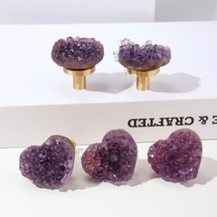 Amethyst Crystal Cluster Cabinet Knob Chrome Dresser Drawer Handle Pulls Cupboar