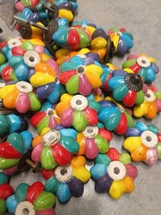 Hand Painted Ceramic Cabinet Drawer Knobs Pulls Lot Of 47 Flower Shaped Used *20