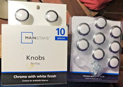 Mainstays 18 Round Cabinet Knobs, Chrome/White, with Hardware, New in Package