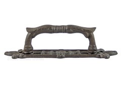 Large Victorian Door Handle Pull Cast Iron Fleur De Lis Accents Floral Rustic