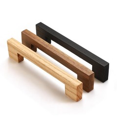 Wooden Drawer Pulls Handle Black Square Cabinets Kitchen Door 5 Inch 4 PCS