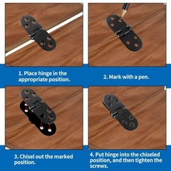 Auvotuis 4Pcs Heavy Duty Folding Table Hinges, Black, (3.1 x 1.18inch)