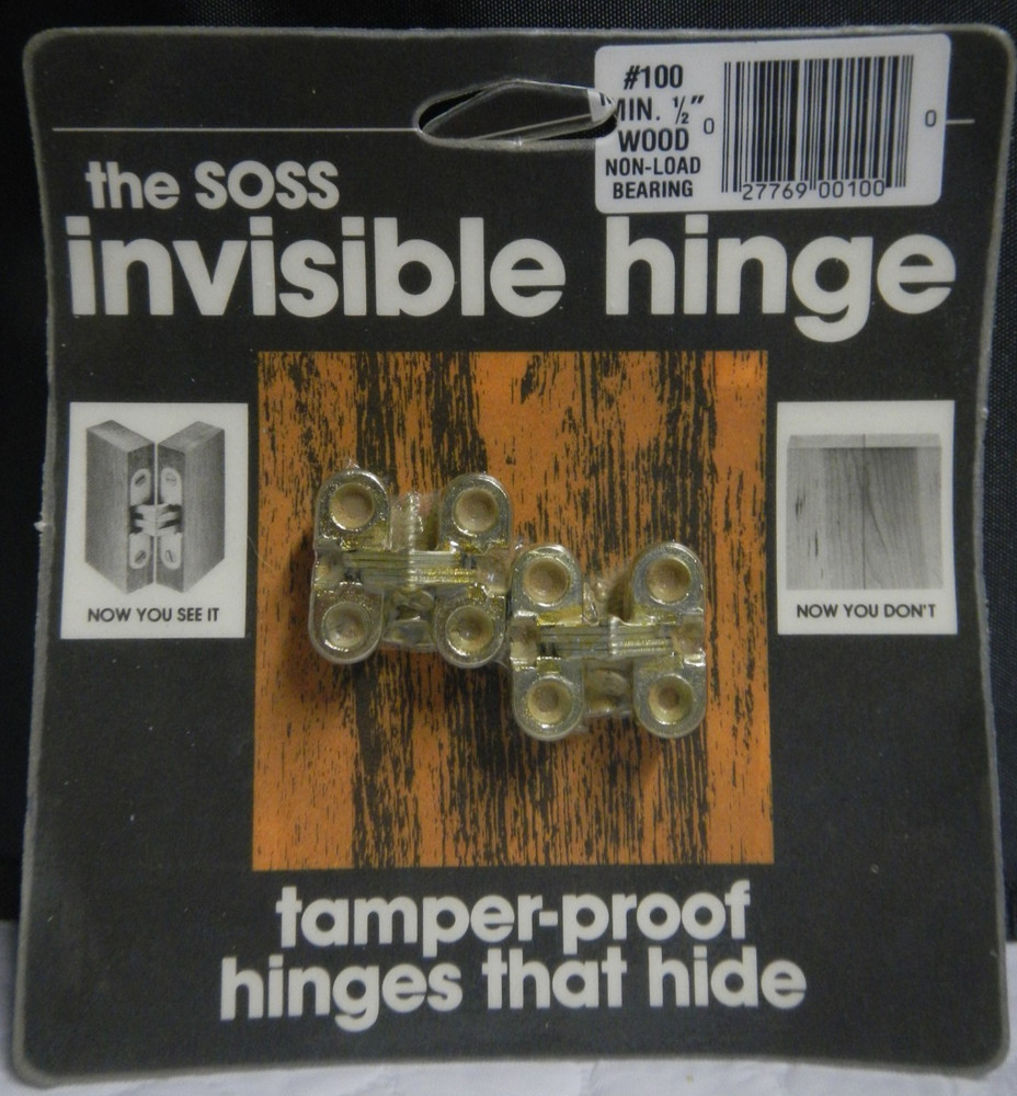 SOSS Invisible Hinge #100 Universal Products Metal Min. 1/2″ Wood USA NOS