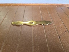 4 3/8 inch brass finish cabinet knob backplate Escutcheon new old stock classic