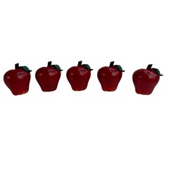 APPLE Resin Single Drawer Pulls Box Set of 5 NEW Teacher Kitchen Decor Red