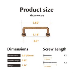 khtumeware 8 Pack 3 inch(76mm) Hole 3″(76mm) Center, Antique Brass