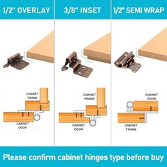 Donanim Oil Rubbed Bronze 3/8 Inset Cabinet Hinges 50 Pack 25 Pairs Self