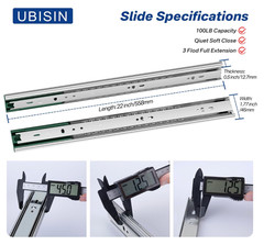 Pair Drawer 22 in Slides Ubisin Model SL4503SL22UB-4@A-UB 23.01 x 3.82 x 2.34 in