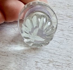 2 Round Glass Ribbed Knob Backplate Vintage Style Glass Drawer Cabinet Knobs