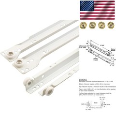 White Drawer Slide Kit – 17-3/4 Inch Steel Tracks for Smooth Operation