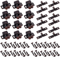 12PCS Heavy Duty Double Roller Cabinet Latches, Brown Door Catch | Silent Smooth
