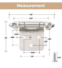 30 Pack 15 Pair Brushed Nickel Cabinet Hinges 1/2″ Overlay Kitchen Cabinets