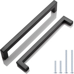 6 Pack Matte Black Kitchen Cabinet Door Handles 7-9/16 Inch – T Bar Square Kitch
