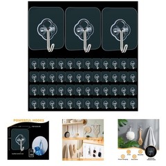 Heavy Duty Adhesive Wall Hooks 50 Pack Stainless Steel Waterproof Rustproof