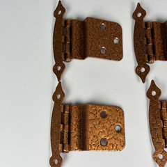 Vintage Ajax Cabinet Door Hinges with Screws Hammered Copper Finish Lot of 6