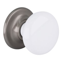White/Satin Nickel Traditional Metal Cabinet Knob 2″ Diameter – pack of 20