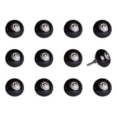 1.5 X 1.5 X 1.5 Ceramic Metal Black 12 Pack Knob