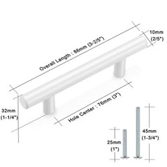 10 Pack| Cabinet Pulls 3 Inch Modern Cabinet Hardware hole center 3″ White