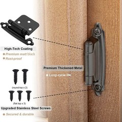40 Pcs Matte Black Cabinet Hinges Overlay Self Closing for Kitchen Cabinet Door