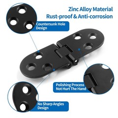 Auvotuis 4Pcs Heavy Duty Folding Table Hinges, Black, (3.1 x 1.18inch)