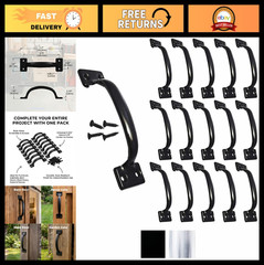 15 Pack Premium Black Door Pull Handles 5-3/4″ Utility Barn Hardware with Screws