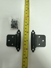 BOX OF 25 PAIRS Overlay Self-closing Partial Wrap Hinges MATTE BLACK