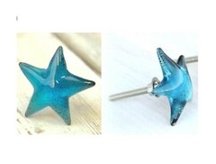 1 Starfish Blue Iridescent Glass Knob Cabinet Drawer Pulls Handle Beach Nautical